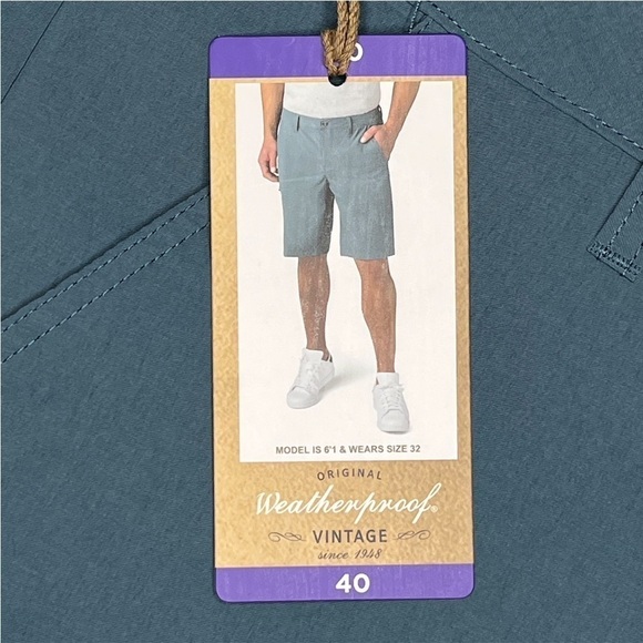 NWT WEATHERPROOF VINTAGE Men's Nylon Stretch Trail Shorts Greyish Blue Size 40 - Picture 11 of 16